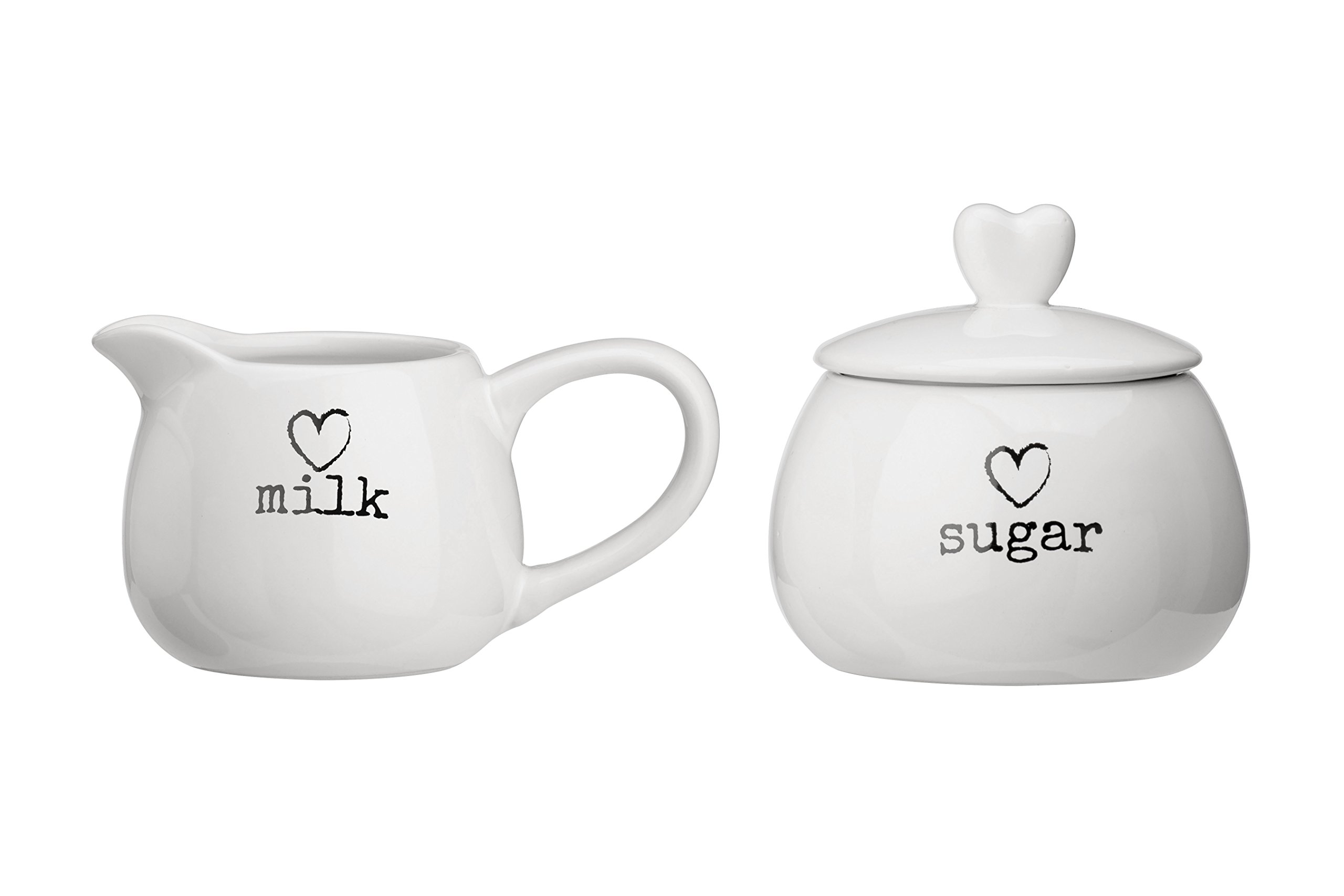 Premier Housewares Charm Milk and Sugar Set, White, Set of 2
