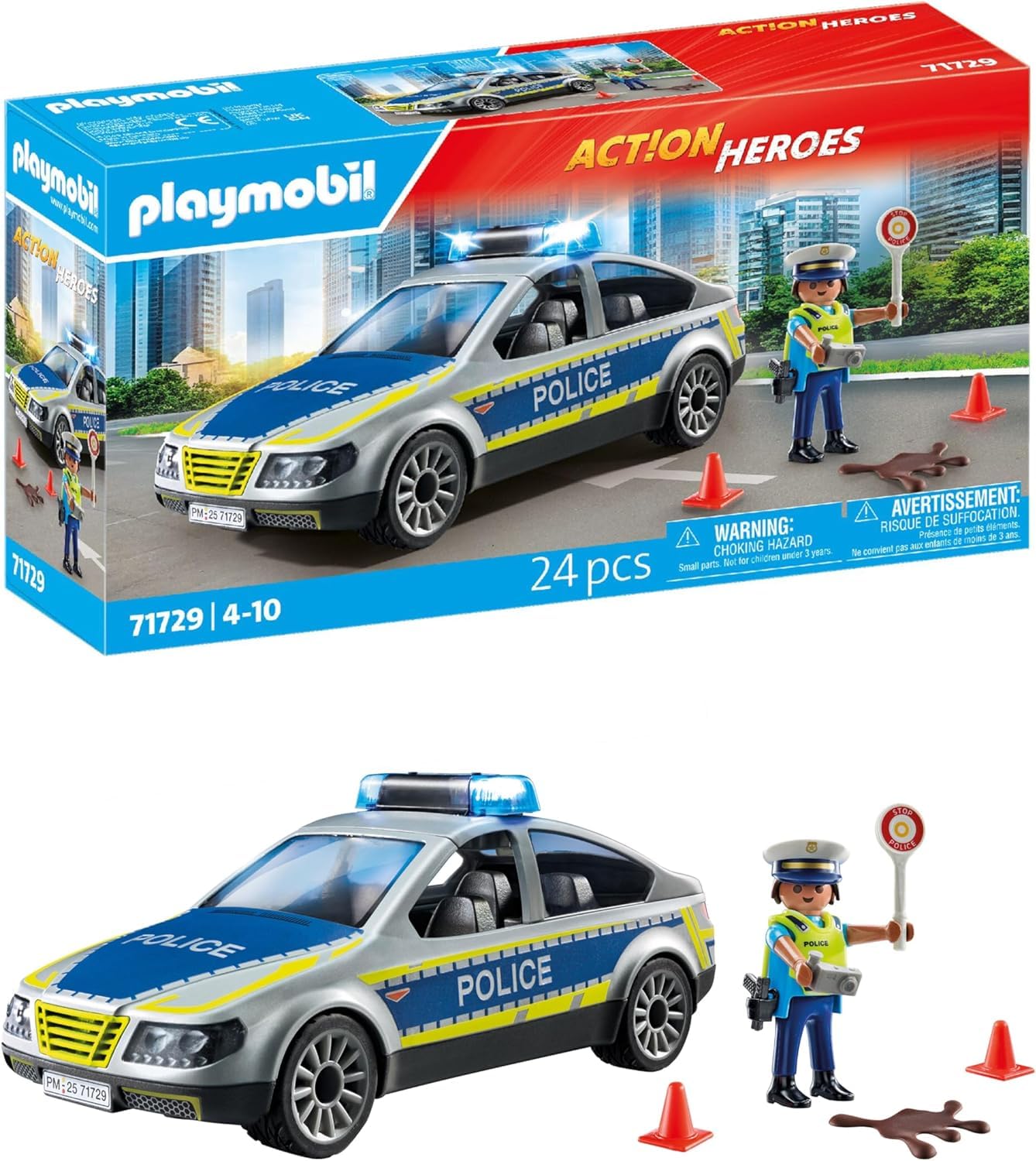 PLAYMOBIL | Action Heroes | Auto della Polizia | Macchina giocattolo | Giocattoli per bambini dai 4 anni in su | 71729