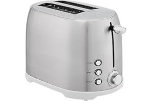 鶹 Basics 2 Slice Toaster, Stainless Steel, With 7 Browning Settings, Extra Wide Slots For Bagels and Special Breads, Rem
