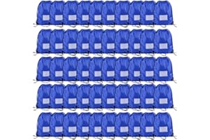 CODOBON 50 Pack Drawstring Bags,Bulk Draw String Backpack, DIY Gym Sports Cinch Bag Sackpack for Women Men, Blue