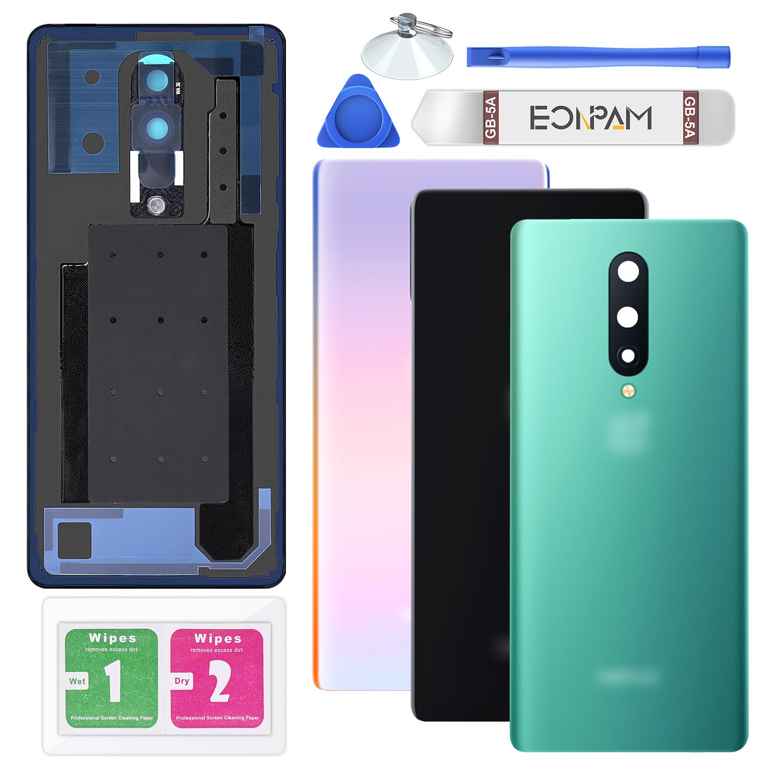 Eonpam Back Cover Glass for oneplus 8 Rear Housing Replacement with Camera Lens + Repair Tool Kit Genuine Rear Glass（Green）