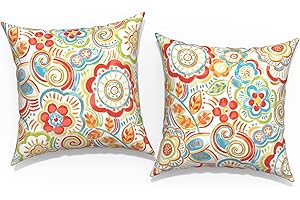 TWLEAR Outdoor Throw Pillow Covers 18”x18”, Decorative Pillow Covers for Patio Furniture, Modern Cushion Cases for Garden Couch Home Sofa Bed Office Chair, Pack of 2, Flower Multi
