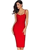 Midi Bodycon Bandage Dresses for Women Semi-Formal Cocktail Dresses Wedding Guest Dress