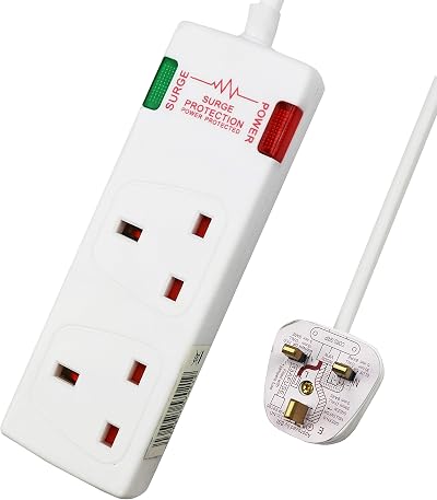 ExtraStar 2 Way Double Socket Power Mains Extension Lead 3M Cable 13A Surge