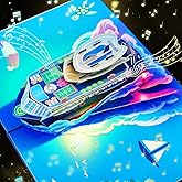 CNLITIHEKA Musical Cruise Ship Pop Up Card, Light & Music Dad Birthday Cards, 3D Father's Day Card, Music Pop Up Birthday Card, Happy Anniversary Card, for All Occasion with Envelope.
