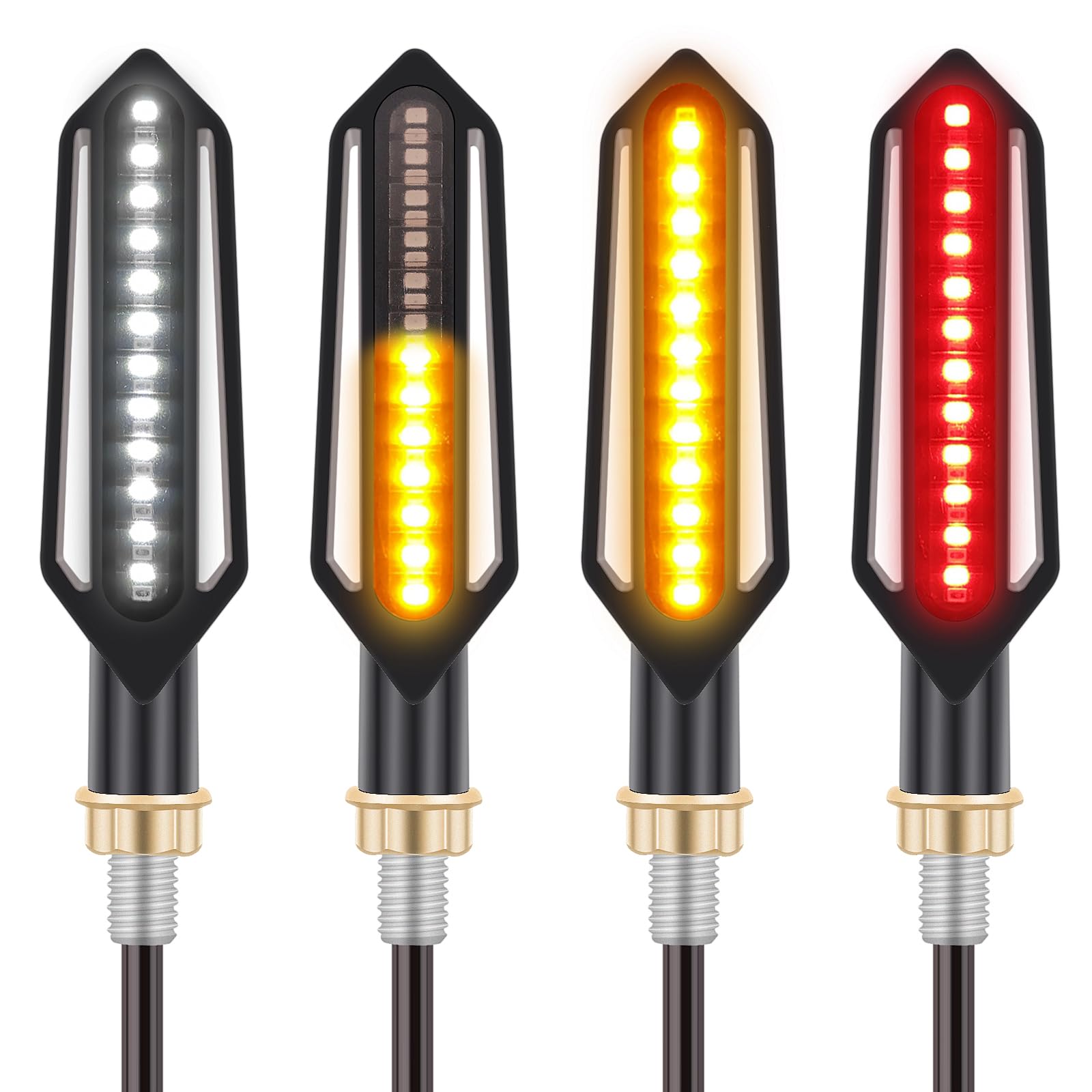 Kinstecks 4PCS Motorcycle Indicators Flowing Turn Signal Lights Motorbike Turning Indicators Daytime Running Lights Brake Lights 12V for Motorcycle Motorbike