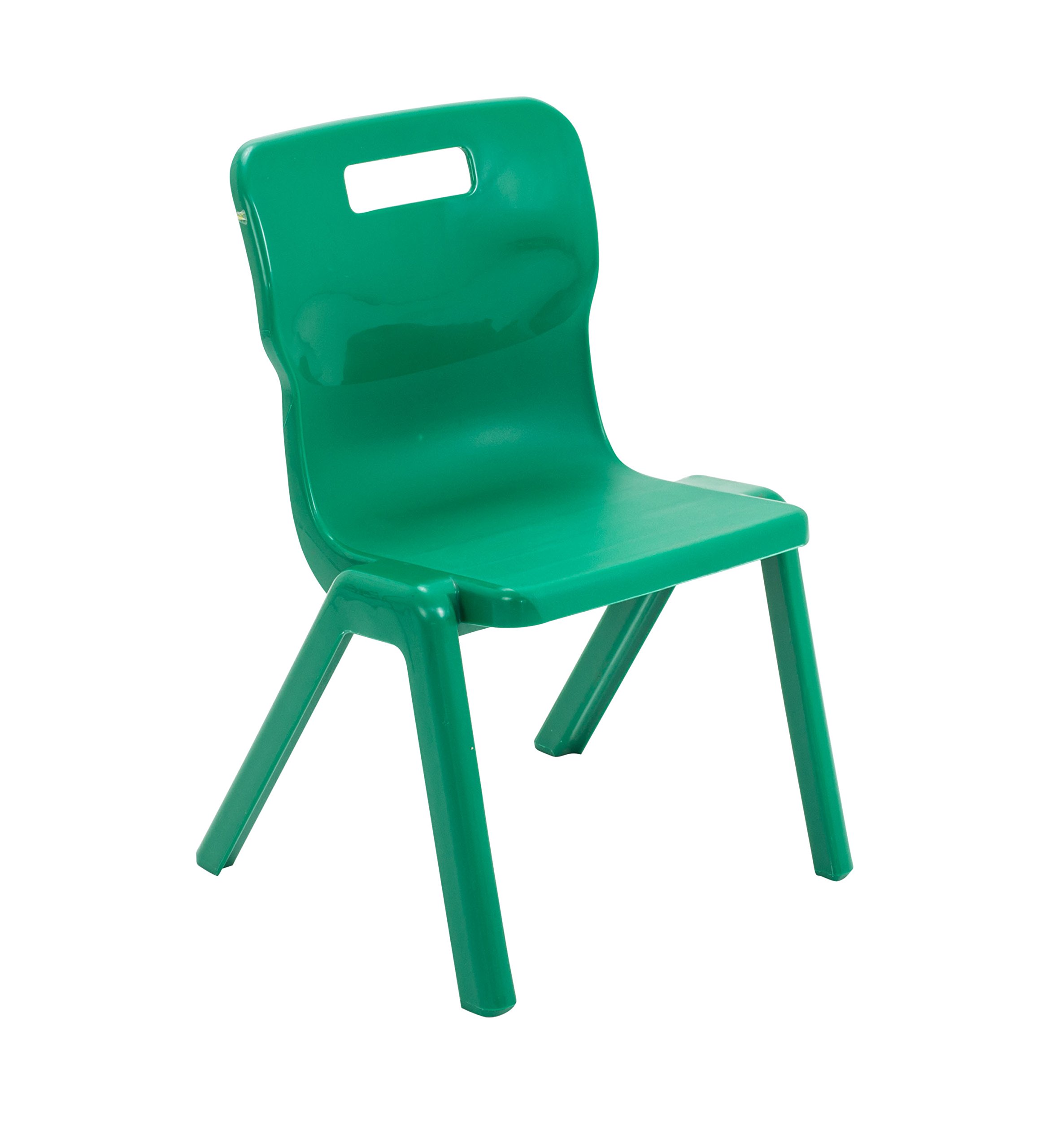 Titan One Piece Classroom Chair, Plastic, Green, Size 3 for Ages 5-7 Years, Pack of 4