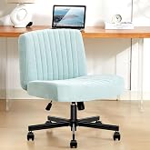 TUKAKA Criss Cross Chair,Thick Padded Cross Legged Office Chair,Mint Green | Dual-purpose Base,Ultra Soft Fabric,Armless,Pocket Spring Cushion,Adjustable,Tilting,Wider Computer Desk Vanity Chair