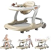 Baby Walker,Music & Lights Baby Walker with Wheels,9 Adjustable Heights Baby Activity Center,Baby Walkers with Foot Pads for Boys Girls Babies 6-18 Months,Anti-Fall Bouncer Combo