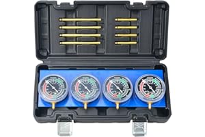 Prokomon Motorcycle Carburetor Synchronizer Kit; Carb Sync Tool with 4 Gauge and Plastic Case; Vacuum Carb Sync Tool for 2 or