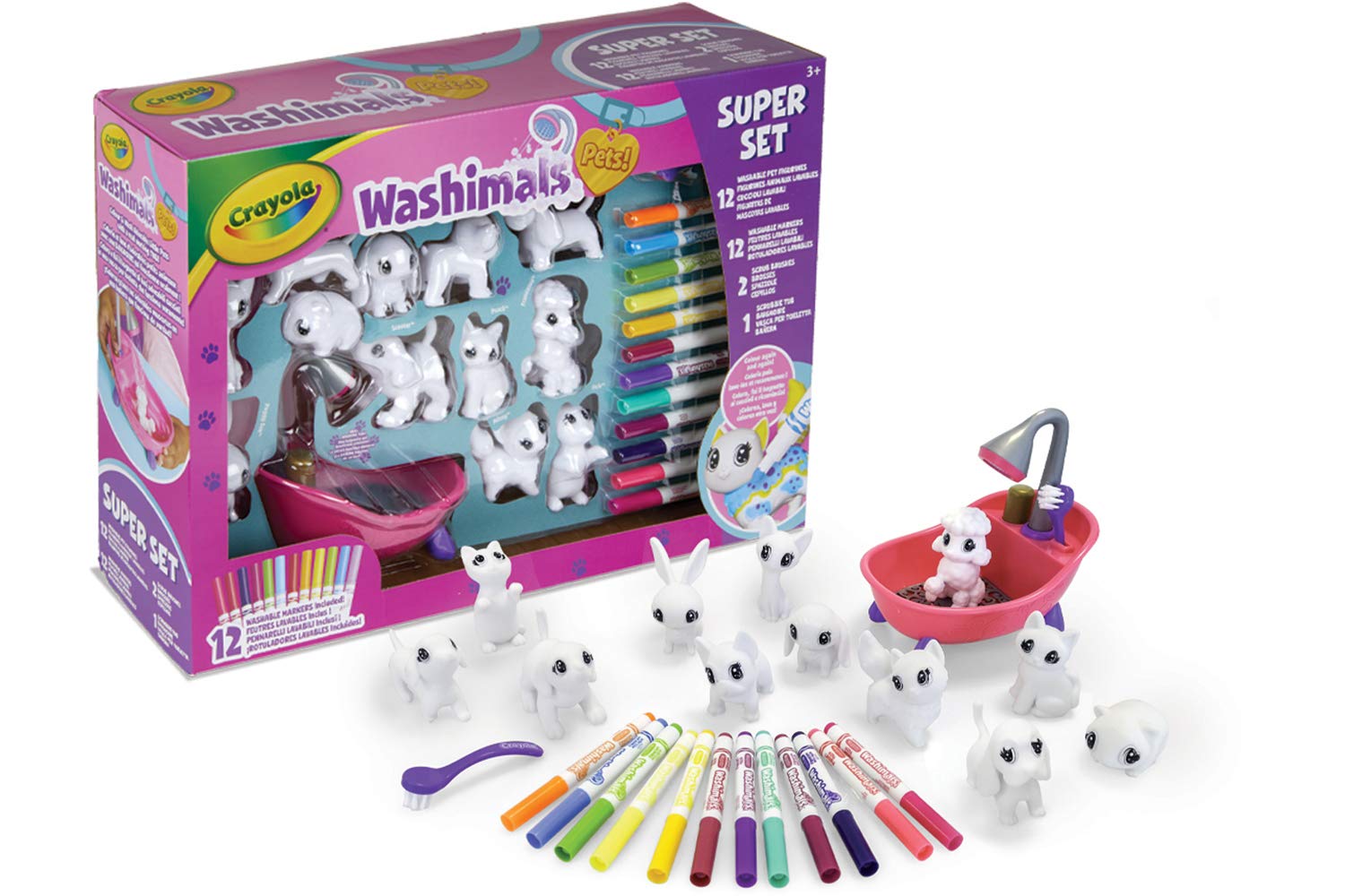 CRAYOLA Washimals, Super Set, Pets Scrub Tub Animal Toy Set, Gift for Kids, Age 3+