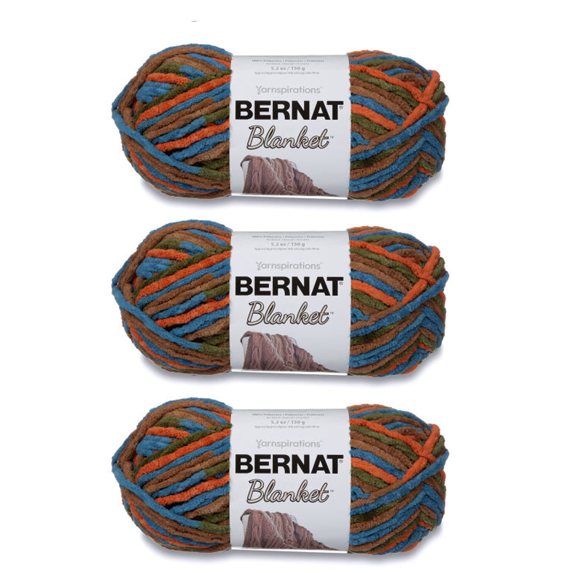 Bernat Blanket Cozy Cabin Yarn - 3 Pack of 150g/5.3oz - Polyester - 6 Super Bulky - 108 Yards - Knitting/Crochet