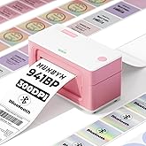 MUNBYN Bluetooth Thermal Label Printer 941B, Wireless 300DPI 4x6 Shipping Label Printer for Small Business, Compatible with Windows, Mac, iPhone, Android, PC, Ebay, Amazon, Shopify, Etsy, USPS (Pink)