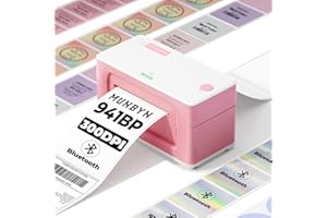 MUNBYN Bluetooth Thermal Label Printer 941B, Wireless 300DPI 4x6 Shipping Label Printer for Small Business, Compatible with Windows, Mac, iPhone, Android, PC, Ebay, Amazon, Shopify, Etsy, USPS (Pink)