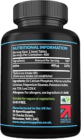 SS Sport Supplies Iodine Supplement 400mcg 400 Tablets Vegan UK Made view 2
