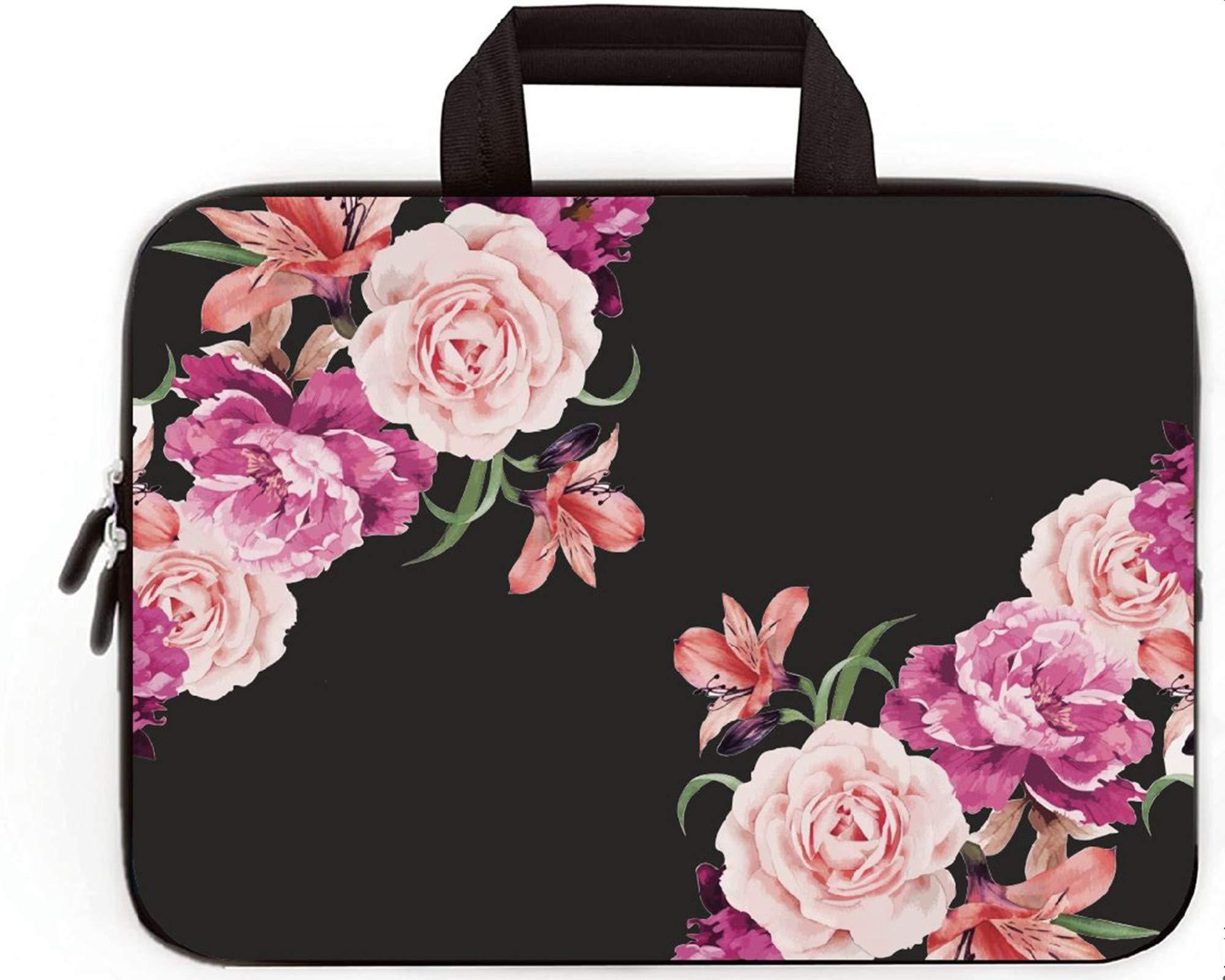 Photo 1 of 11" 11.6" 12" 12.1" 12.5" inch Laptop Carrying Bag Chromebook Case Notebook Ultrabook Bag Tablet Cover Neoprene Fit Samsung Google Acer HP DELL Lenovo Asus (11 11.6 12.1 12.2 inch, Peony Flower)