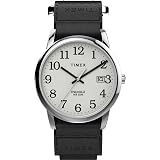 Timex Men's Easy Reader 35mm Watch – Silver-Tone Case White Dial with Black FastWrap Strap