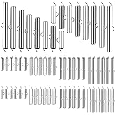 160pcs Silver Slide On End Bar Buckle Clasps Slider Ends Caps Accessories for Multi-Strand Necklace Bracelet Jewelry Making Findings, 8 Sizes