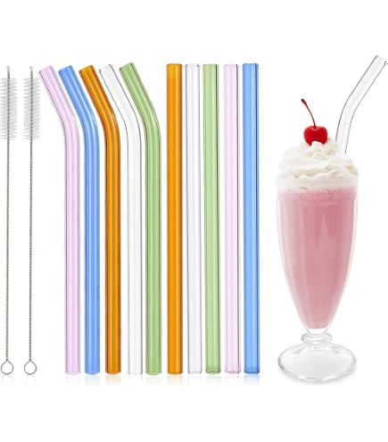 Simply Straws Breite Glas-Trinkhalme 6er Pack – 25,4 Cm Lang, 12 Mm Durchmesser, Für Smoothies & Bubble Tea