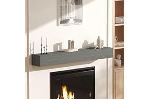 CRAFTEASE Fireplace Mantel 48 Inch Solid Wood Mantels for Over Fireplace 5" Thick Wall Mounted Shelves Long Floating Farmhouse Shelf Handcrafted Wooden Fireplace Mantle 48 X 8 X 5 - Weathered Grey