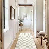 EVERGRACE Checkered Plaid Area Rug 2x6, Soft Faux Wool Rugs Washable Anti Slip Rugs Long Runner Rug Carpet for Entryway Bedroom Living Room Hallway Kitchen Dining Room and Laundry Room, Beige