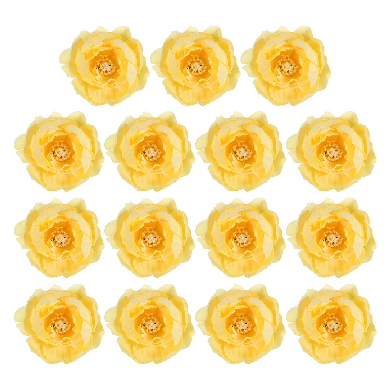 PATIKIL Artificial Flower Head, 30 Pcs Fake Flowers Heads Bulk Silk Peony Heads Simulation Flower for Bouquets Wreaths Wedding Decor, Yellow