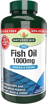Natures Aid Fish Oil 1000 mg Omega-3 240 Softgels DHA EPA Non-GMO