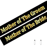 2 Pcs Mother of the Bride Sash and Mother of the Groom Sashes Kit, Black Mother Sash with Rose Gold Letters Bachelorette Party Sashes for Bridal Shower Supplies Wedding Accessories for Mother