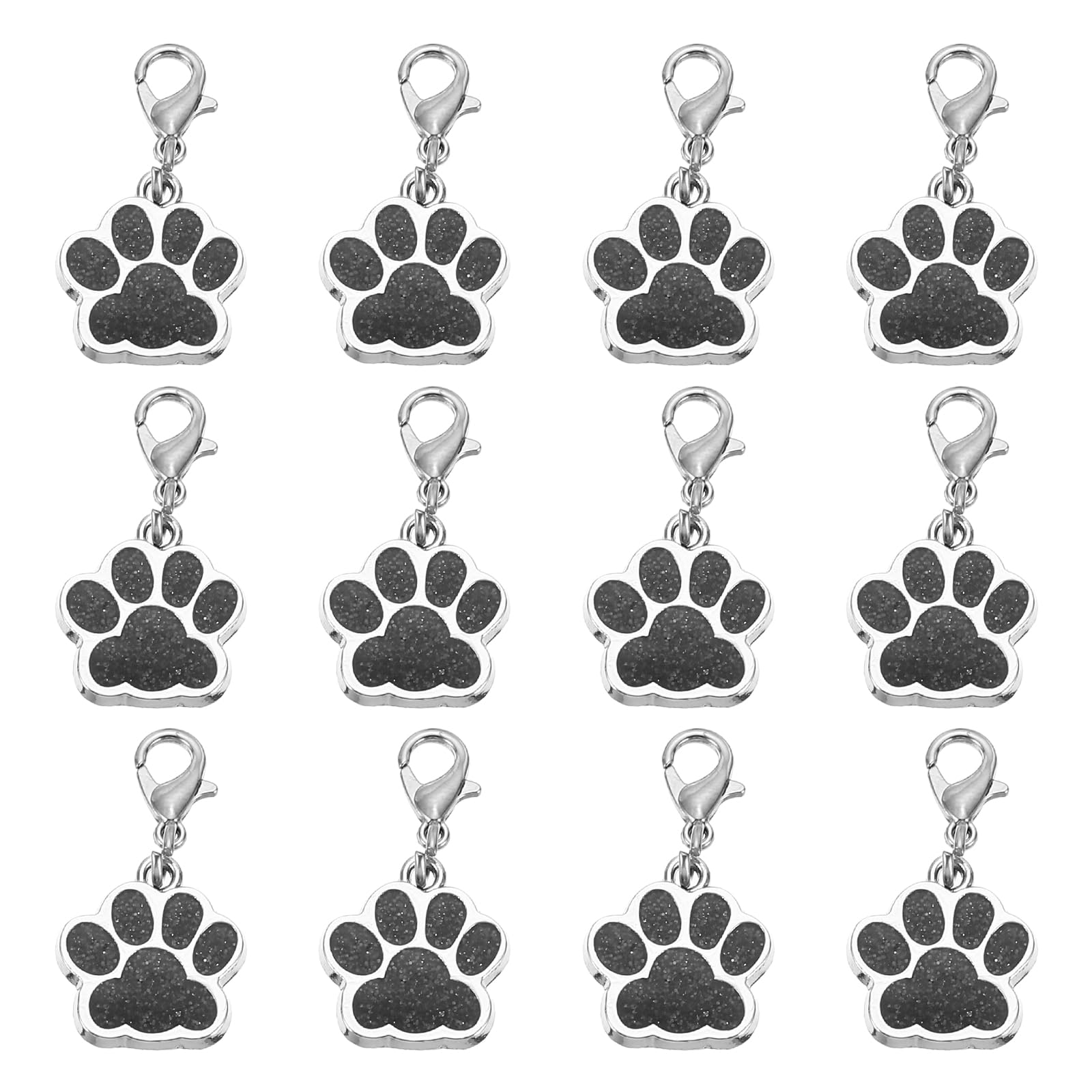 PATIKIL Dog Paw Crochet Stitch Markers, 12 Pack Metal Pendants Charm Knitting Markers Stitch Marker for Sewing Crocheting Jewelry Making, Black