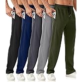 OZYJD Mens Sweatpants with Zipper Pockets 5 Pack Mens Joggers for Men Open Bottom Mesh Athletic Pants for Workout,Running