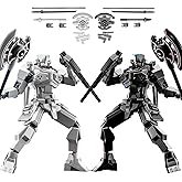MMXBGS 2er Set T13 Action Figure, Assembly Completed Shield Warrior Titan 13 Action Figures, Multi-Jointed Movable Action Figure, Lucky 13 Robot, Desktop Decorations for Game Lovers Toy (Gray+Black)