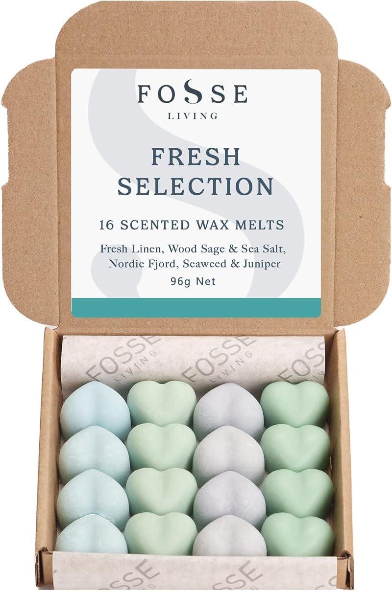 Fosse Living Fresh Selection Soy Wax Melts 16 Pack - 4 Scents 96+ Hrs