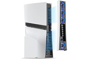 JUSPRO Cooling Fan for PS5 Pro, Quiet Enhanced 4 Cooler Fan with Adjustable Speed, Auto Power On/Off, Cooling Accessories with USB 3.0 Port and LED Light for PlayStation 5 Pro