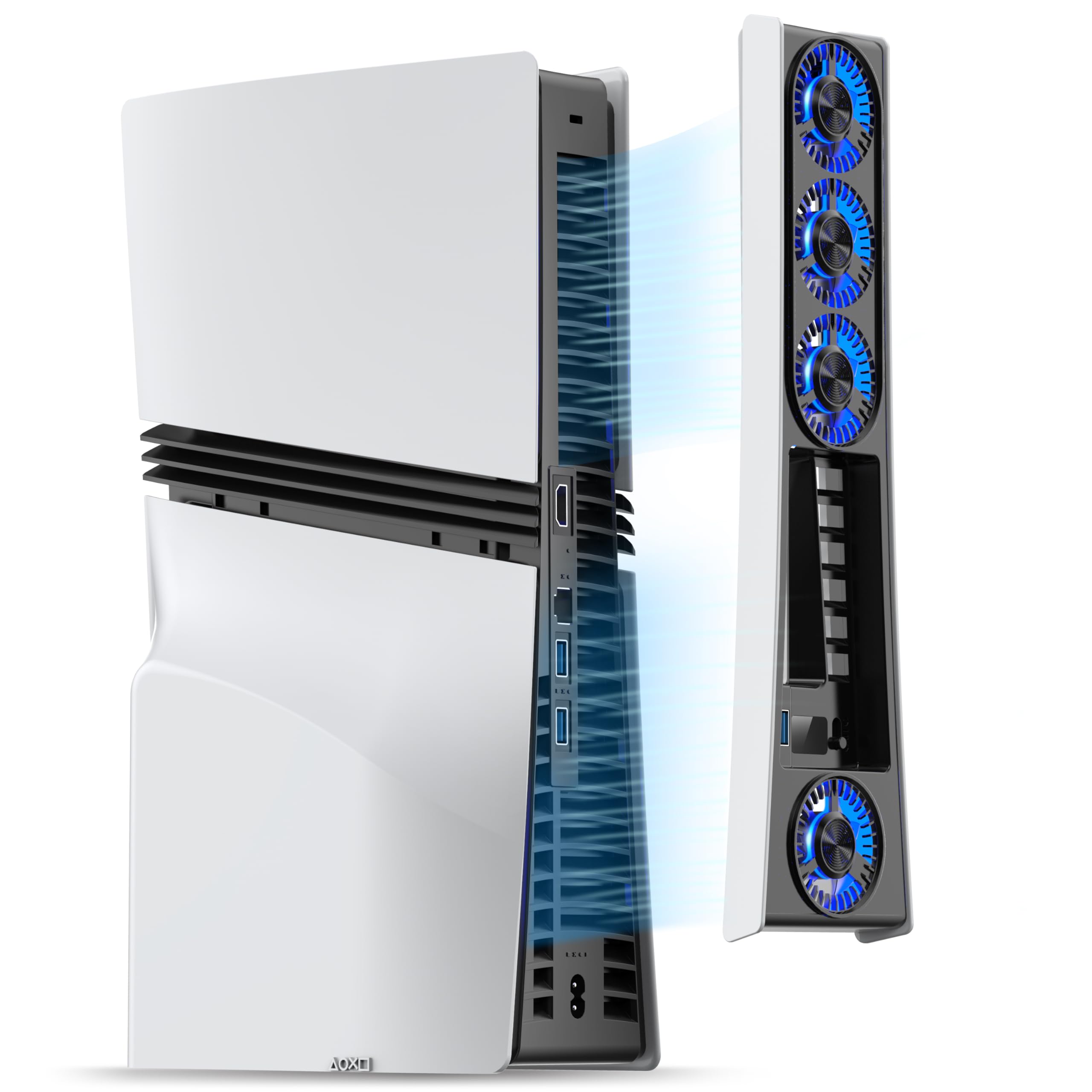 JUSPRO Cooling Fan for PS5 Pro, Quiet Enhanced 4 Cooler Fan with Adjustable Speed, Auto Power On/Off, Cooling Accessories with USB 3.0 Port and LED Light for PlayStation 5 Pro