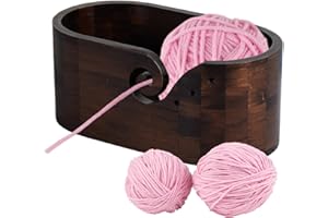 Joyeee Wooden Yarn Bowl Holder, Big Oval Black Walnut Crochet Bowls for Yarn Storage, Organization Crocheting and Knitting, P