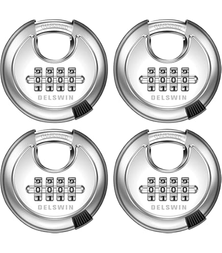 Guliffen Combination Lock, Discus Padlock With 4 Digital Combination,Disc Lock For Storage Unit,Trailer (Red