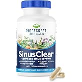 RidgeCrest Herbals SinusClear Mullein Sinus, Nasal and Immune Support 60 Ct | 30 Servings, Mullein Leaf, Bromelain, Vitamin C, Zinc, Natural Mucus and Respiratory Wellness, Vegan Herbal Formula