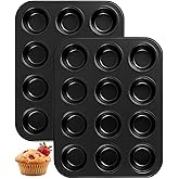 Yoehka 2 Pack Muffin Pan for Baking, Nonstick Cupcake Pan Set, Standard 12-Cups Muffin Tin for Baking Cupcakes, Carbon Steel Baking Supplies
