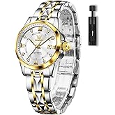 OLEVS Watch Women with Day Date Luxury Stainless Steel Ladies Watch Elegant Small Wrist Women's Dress Watches Diamond Quartz Watches for Women