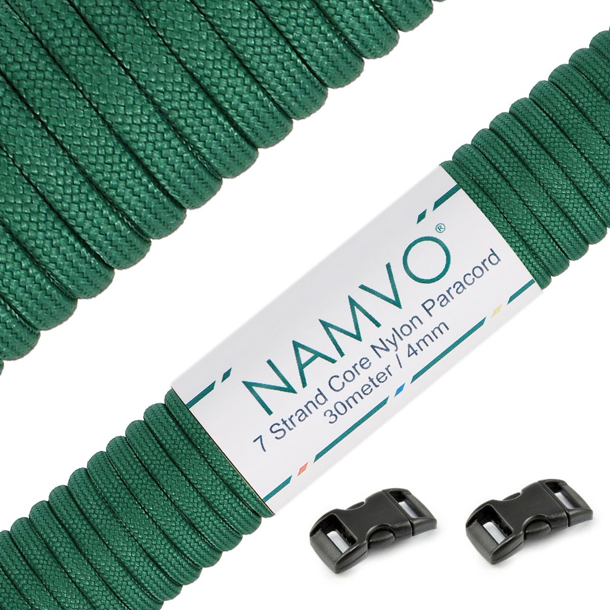 Namvo 550 Paracord Mil Spec Type III 7 strand parachute cord Total Length 100ft / 30 Meters, Green