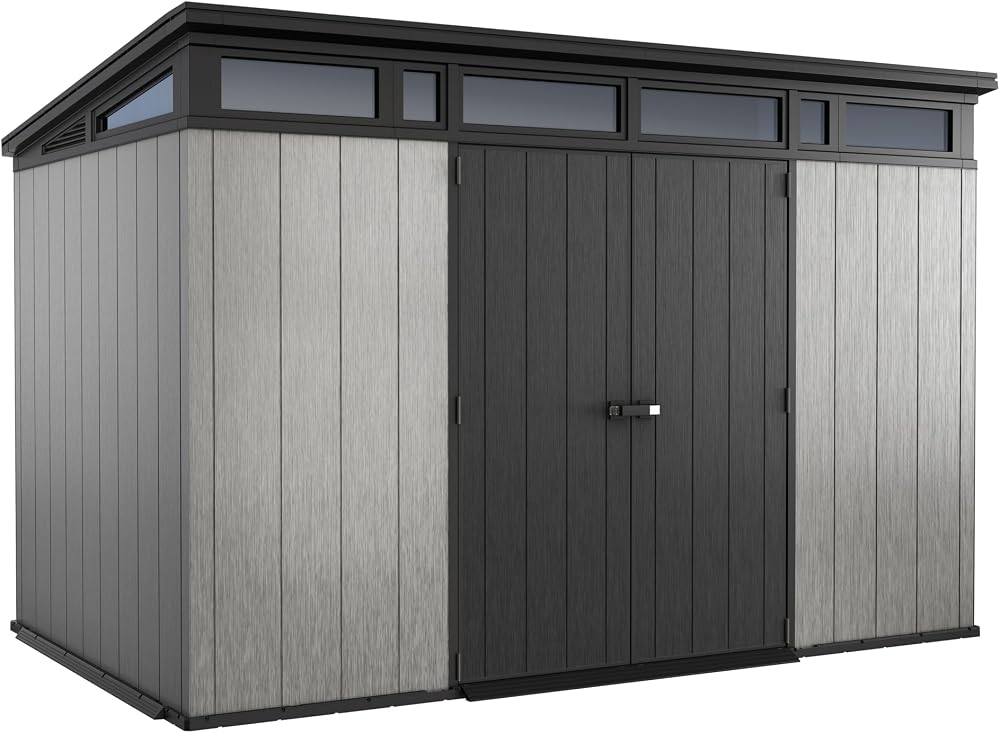 Keter Artisan 11x7 Resin Outdoor Storage Shed Kit Grey Black Garden Tools Patio