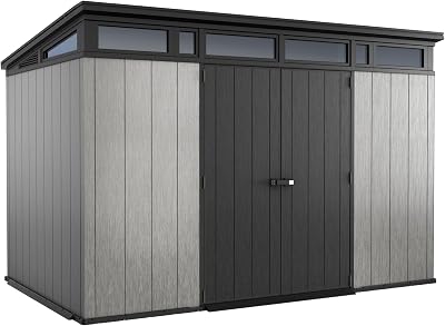 Keter Artisan 11x7 Resin Outdoor Storage Shed Kit Grey Black Garden Tools Patio