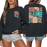 LOTUCY Christian Floral Sweatshirt Women: Bible Verse Shirts Jesus Religious Inspirational Long Sleeve Pullover Tops