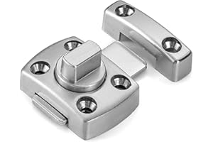 INIRET 2 Packs Rotate Bolt Latch Gate Latches Safety Door Lock,Pet Door Lock, Cabinet Furniture,Bathroom，Windows,Antique Lock Gate Latches Wine Cabinet Closet Door Latches (Brushed Silvery_2 Pack)