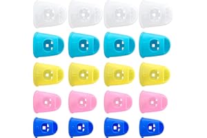 Pndeyo 20pcs Rubber Finger Tip Guard, 5 Sizes Finger Grips Protector for Sorting Paper, Rubber Fingertip Cover Cap for Sewing Carving Cutting Painting Guitar Playing- 5 Colors