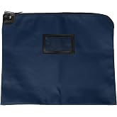 BankSupplies HIPAA Locking Courier Bag Navy Blue 19 Inches W by 15 Inches H Durable Laminated Nylon Metal Pop-Up Lock for Money Coins Checks and Documents