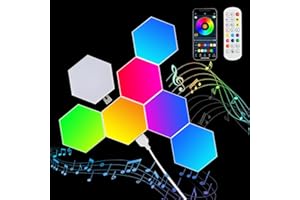 BS&S Hexagon Lights LED Wall Panels, RGB Gaming Lights with APP, Smart Modular Panel Hex Tiles Push Glide Expansion Shapes Lights (10)