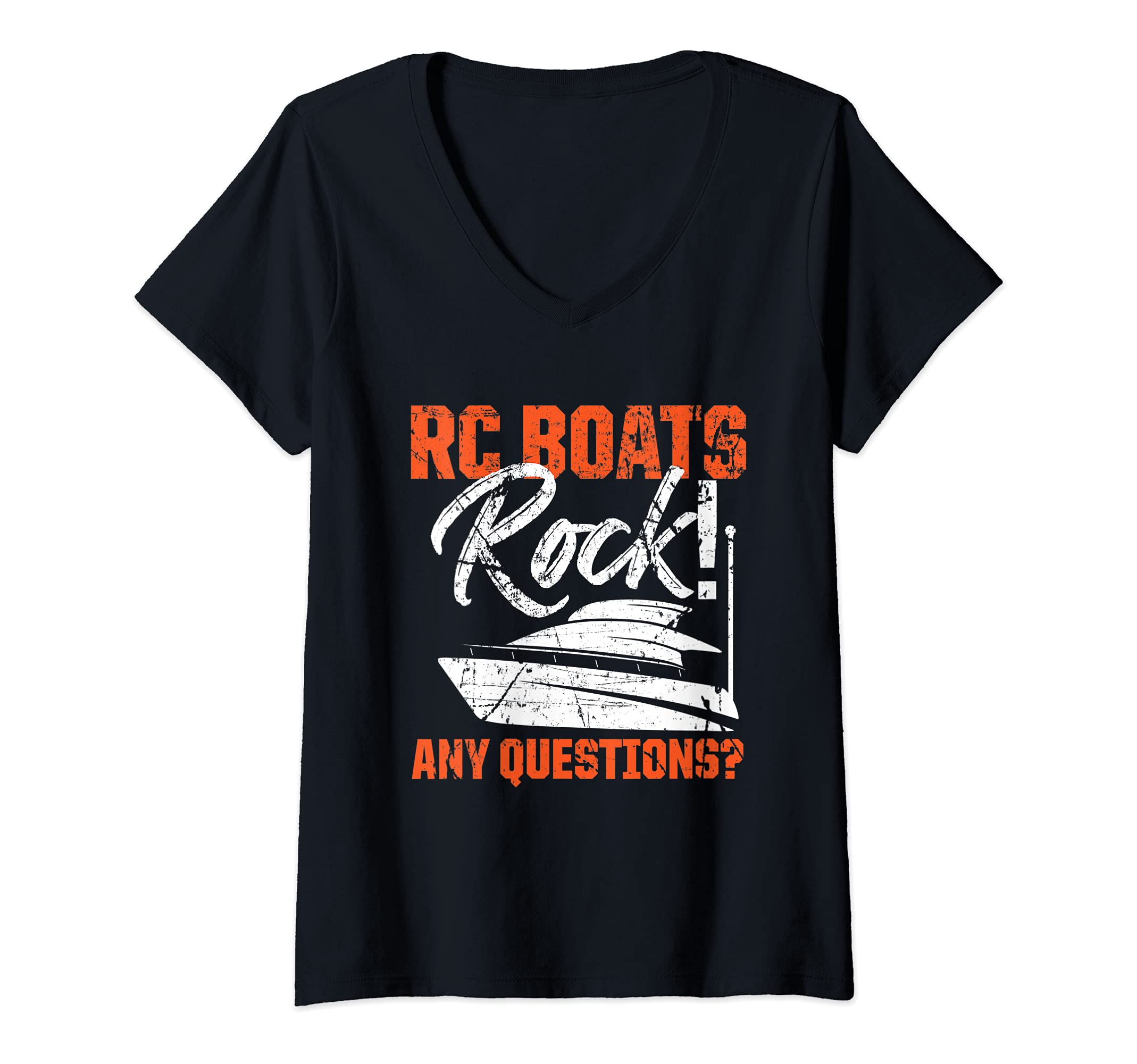Womens RC Boats Rock Any Questions? Remote Control Racing Collector V-Neck T-Shirt