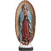 Vineyard Carvings Our Lady of Guadalupe Statue - 13.5 Inches Virgin Mary Statue Blessed Mother Virgen de Guadalupe Religious Figuines, Hand Painted Mother Mary Sculpture Catholic Gifts