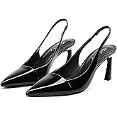 Elisabet Tang Women's Kitten Heel Slingback Low Pumps 3 Inches Stiletto Pointed Closed Toe Elegant Dressy Bridal Wedding Party Shoes